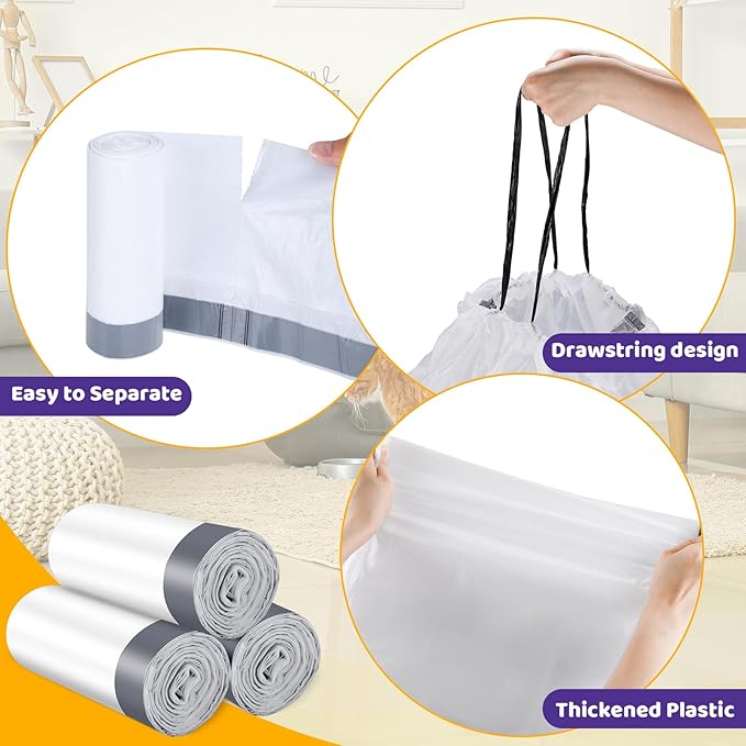 160 Count Cat Litter Box Liners with Drawstring Compatible with Litter-Robot 3/4 Heavy Duty Cat Litter Bags Waste Bags Replacement-PurrikoPets