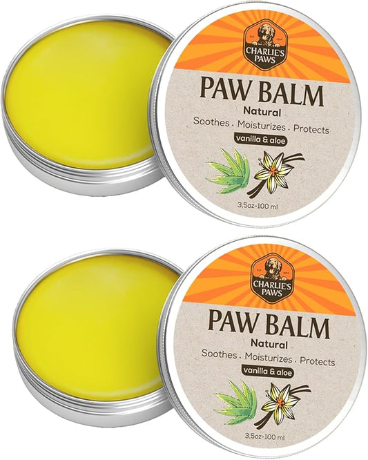2 Pack Paw Balm 100% Natural Oil Aloe & Vanilla for Dog and Cat Paw Pad Balm Dog Nose Balm Paw Moisturizer Wax for Dog Pet Puppy Protect Dry Cracked Paw Foot Heals Restores Paw Elbows 3.5 Oz-PurrikoPets