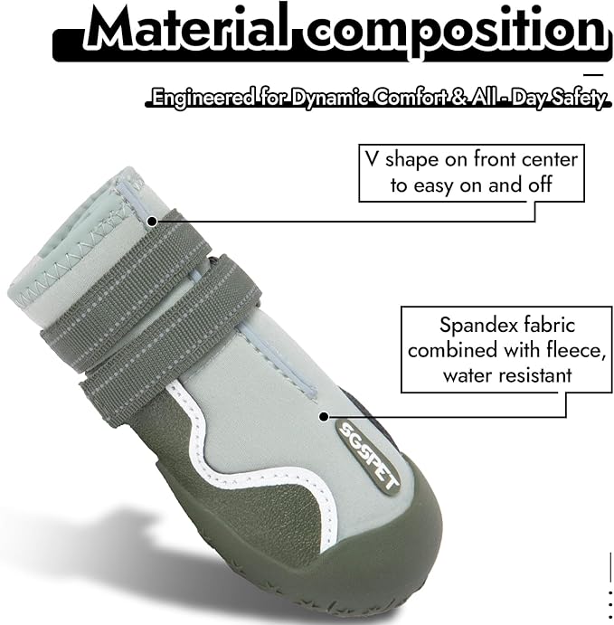 Dog Shoes, Waterproof Dog Boots & Paw Protectors with Anti-Slip Sole, 4pcs/Set Pet Dog Booties, Reflective Dog Shoes for Small Medium Large, Winter Snowy Summer Hot Pavement (Green, 8# (2XL))-PurrikoPets