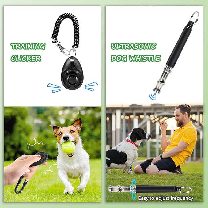 Dog Treat Pouch Pet Training Kit - Silicone Treat Bag Magnetic Closure, Puppy Training Clicker, Dog Whistle, Collapsible Dog Bowls, Poop Bags & Holder, 4 Ways to Wear Walking Fanny Pack-Black-PurrikoPets