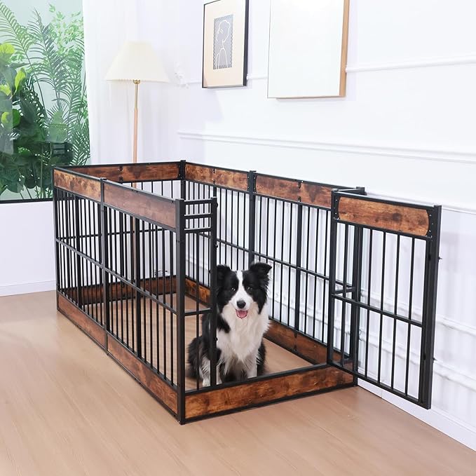 Dog Playpen, 35.4" Height Dog Pen Indoor, Heavy Duty, Safe and Sturdy, Furniture Style Puppy Pen-PurrikoPets