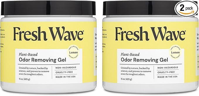 Fresh Wave Lemon Odor Removing Gel, 15 oz., Pack of 2 - Safer Odor Absorbers for Home, Natural Plant-Based Odor Eliminator, Every 15 oz. lasts 30-60 Days, For Cooking, Trash & Pets-PurrikoPets