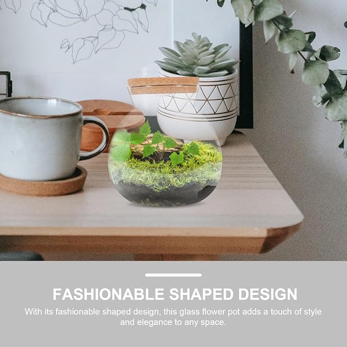 Fish Bowl with LED Light - Small Betta Fish Tank with LED Lighting and Lid Glass Fish Bowl Small Aquarium for DIY Landscape-PurrikoPets