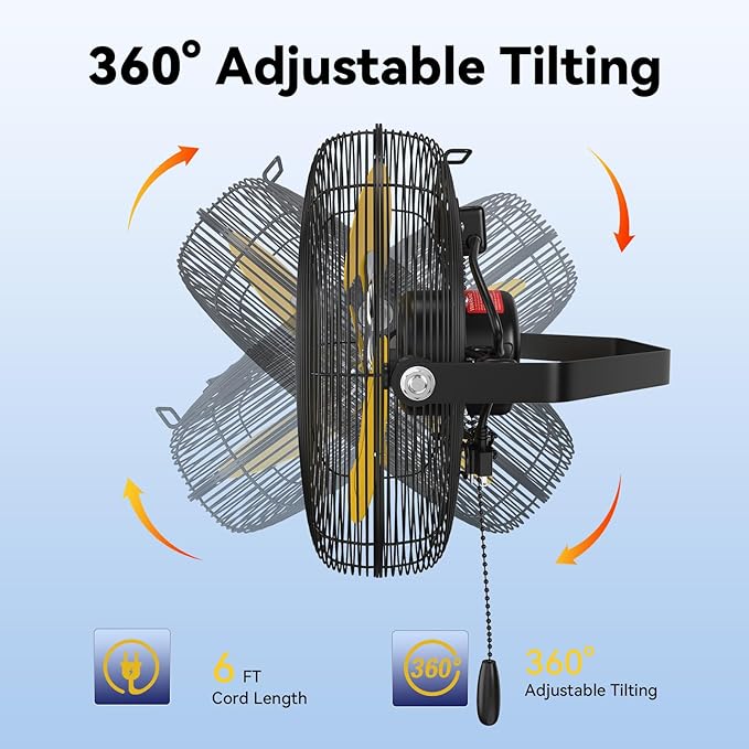 12 Inch Wall Fan Pro Series - Sealed Motor High Velocity Wall Mount Fans for Commercial, Residential, Warehouse, Covered Patio, Shop, Garage, Barn, Gazebo 3 Speed 2800 CFM UL Safety Listed-PurrikoPets