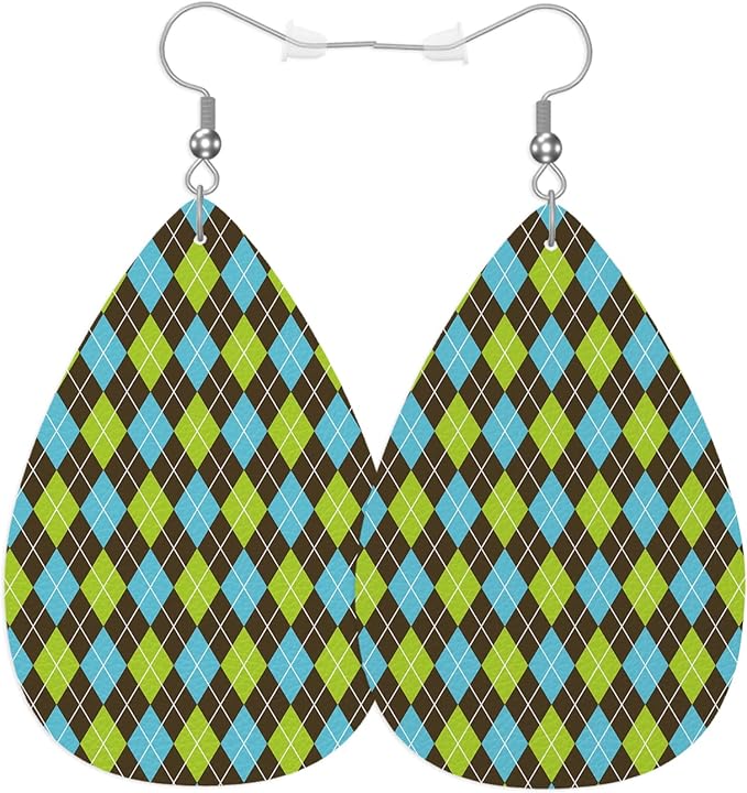Argyle Pattern Teardrop Earrings