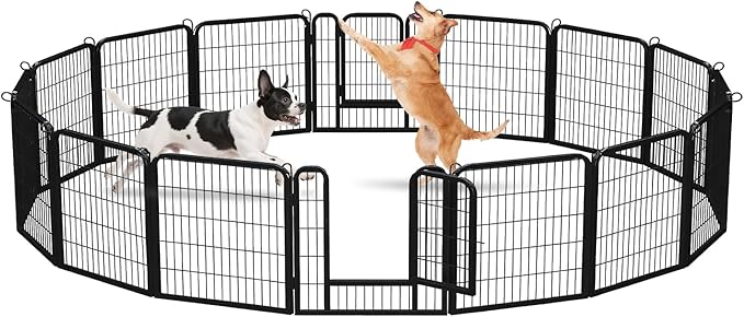 24 Inch Dog Playpen - 16 Panels Metal Pet Exercise Pen for Puppy, Indoor/Outdoor Dog Fence for Yard, Garden, Camping & RV Travel-PurrikoPets