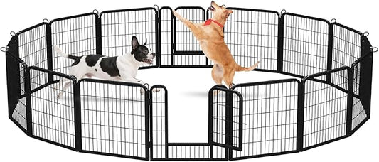 24 Inch Dog Playpen - 16 Panels Metal Pet Exercise Pen for Puppy, Indoor/Outdoor Dog Fence for Yard, Garden, Camping & RV Travel-PurrikoPets