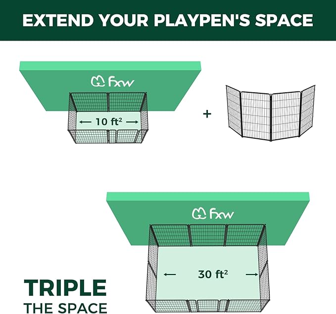 FXW Homeplus Unleashed Indoor Dog Playpen - Stress-Free and Safe Play, Heavy Duty 45 Inch 4 Wire Panels Dog Pen for Large Dogs, Black│Patented-PurrikoPets