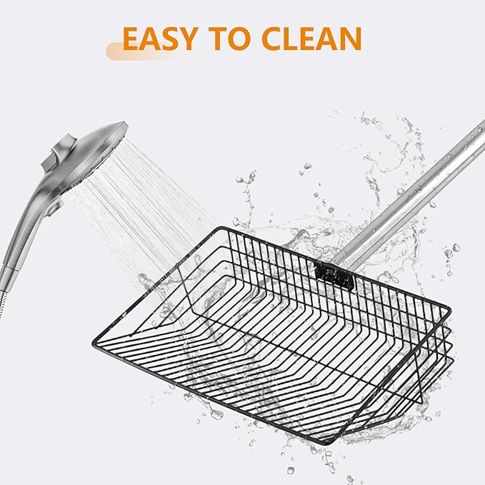 10inch Large Chicken Poop Scooper,36 to 67" Adjustable Long Chicken Coop Litter Metal Scoop with Stainless Steel Handle,5-in-1 Detachable Poop Shovel for Sand,Pet,Chicken,Cat Cleaning Tools.-PurrikoPets