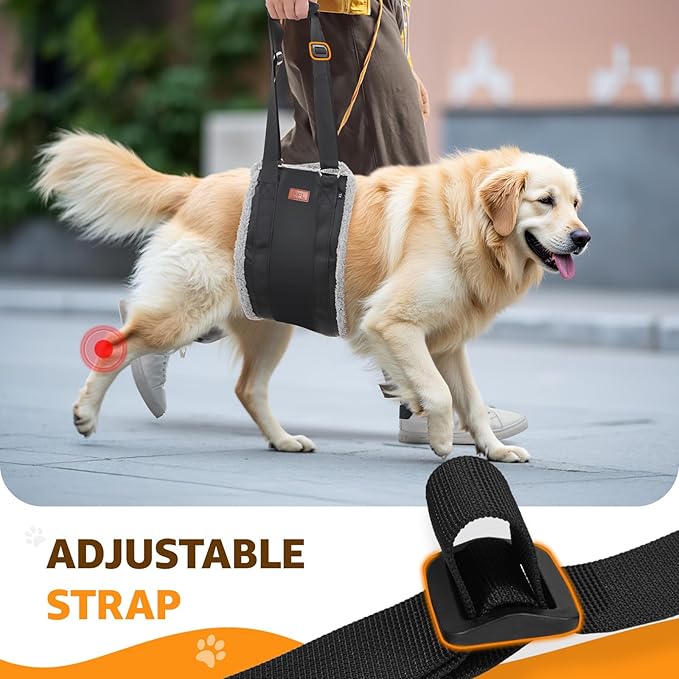 Adjustable Dog Lift Harness, Dog Sling for Large Dogs Hind Leg Support, Soft Lift Support Helps Senior, Injured, Disabled and After ACL Surgery Dogs-Black & Grey (X-Large)-PurrikoPets