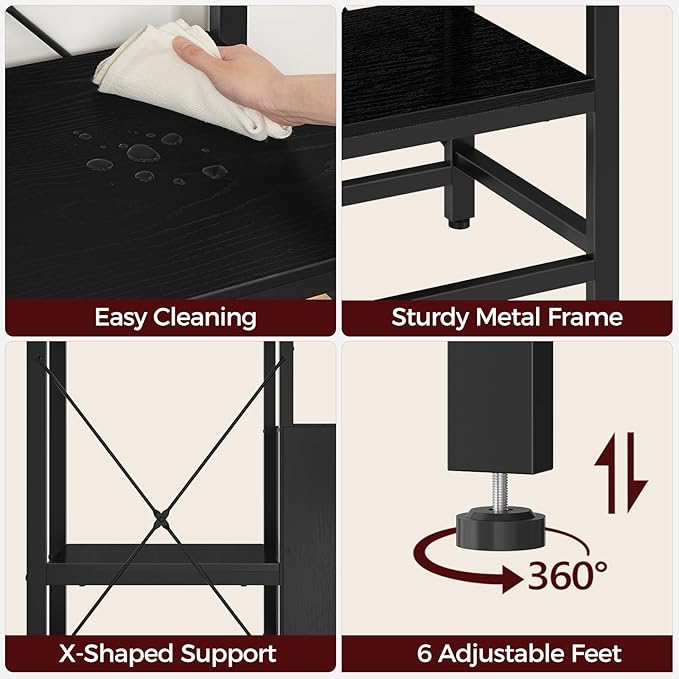 40-50 Gallon Fish Tank Stand, Aquarium Stand with Power Outlet and Storage Cabinet, Heavy Duty Tank Stand Suitable for Turtle Tank, Reptile Terrarium, for Home Office, Black FTBK50E01-PurrikoPets