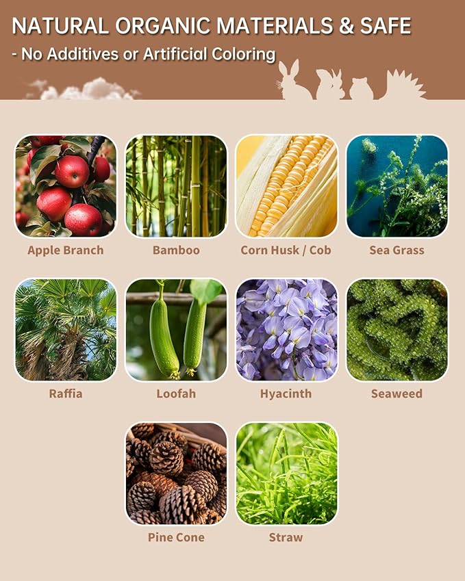 31PCS Rabbit Chew Treat Toys for Teeth Health, Natural Bunny Enrichment Toys for Boredom & Stress Relief, Keep Busy Toys for Guinea Pig Chinchilla Hamster Rat Gerbil Degu Indoor Outdoor-PurrikoPets