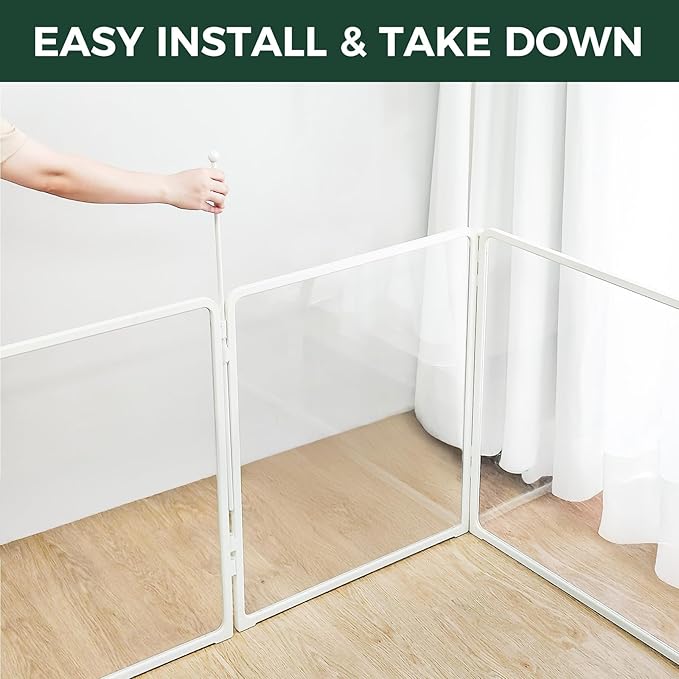 FXW Homeplus Unleashed Indoor Dog Playpen - Stress-Free and Safe Play, Heavy Duty 24 Inch 5 Acrylic Panels + 5 Wire Panels Dog Pen for Puppy and Small Dogs, White│Patented-PurrikoPets