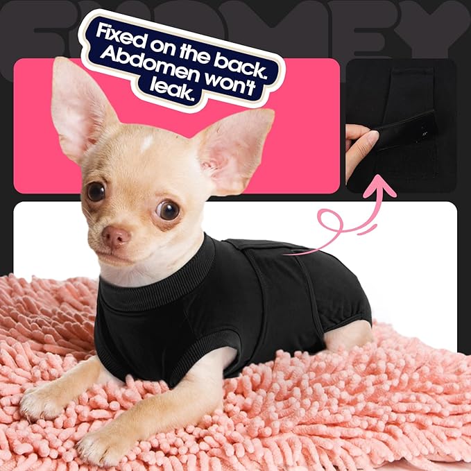FUAMEY Dog Recovery Suit Male,Dogs Surgery Neuter Suits Puppy Spay Shirts for Female Protect Dog's Skin Anti Licking Abdominal Wounds Doggie Onesie Pet Bodysuit Alternative to Cone Black XXL-PurrikoPets