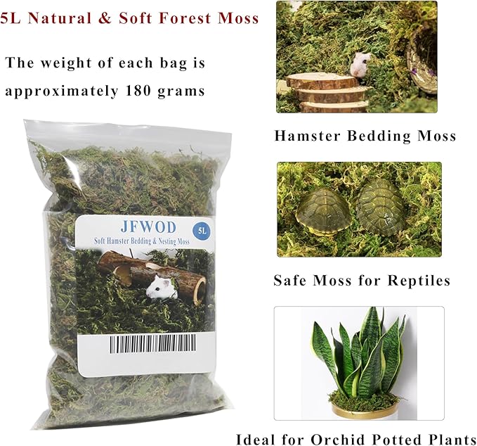 5L Forest Moss for Hamster Syrian Gerbils Bedding, Natural Moss Perfect for Potted Plants, Terrariums, Reptile Tanks and Live Creature Projects-PurrikoPets