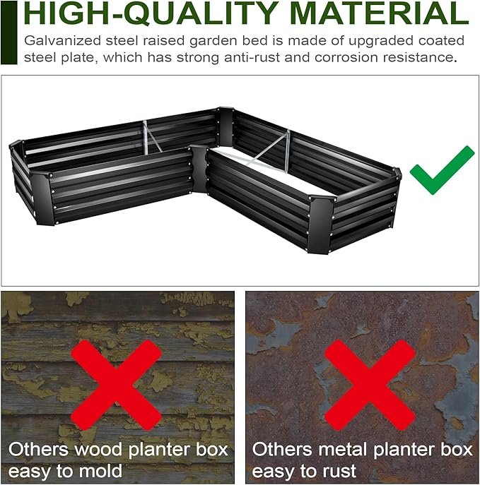 EDOSTORY Raised Bed Garden Bed Kit, 5x5x1ft Galvanized Planter Tall Raised Garden Boxes Outdoor, Large Metal Raised Garden Beds for Vegetables, Flowers, Herbs-PurrikoPets