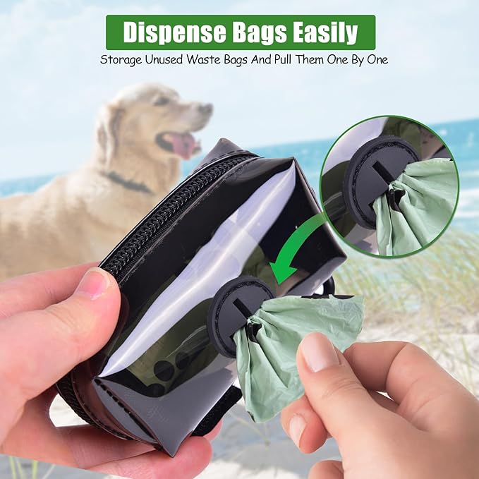 Dog Waste Bag Dispenser Poop Bag Dispenser for Leash Accessory dog Poop Bag Holders Fits Dog Leash Include Hand Free Holder, Clear, No-PUXB-PurrikoPets