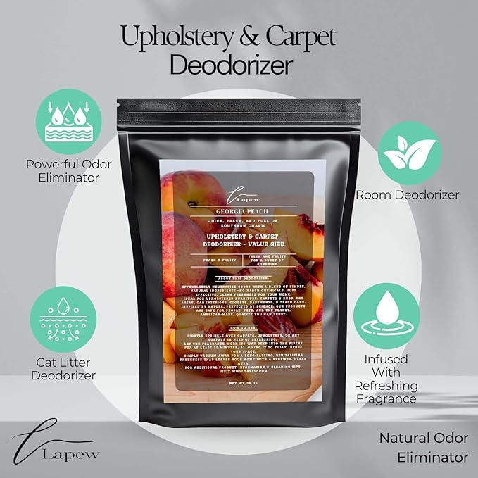 Georgia Peach Carpet Freshener Powder Refill 36 oz | Powerful Odor Eliminator for Home | Upholstery Deodorizer | Carpet Deodorizer | Pet Urine | Cat Litter Box-PurrikoPets