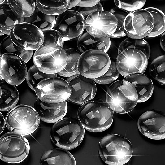 2LB Clear Flat Glass Marbles for Vases, Gemstone Beads Vase Filler Decorative Glass Pebbles for Fish Tank, DIY Crafts, Aquarium Decor Rocks-PurrikoPets