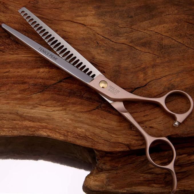 Fenice Peak Thinning Shears for Dogs and Cats Pet Grooming Scissors Chunkers Shears 440C Stainless Steel Professional Dog Trimming Scissors 7.5''-PurrikoPets