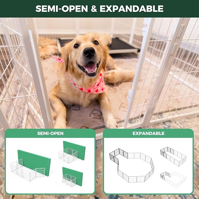 FXW Homeplus Unleashed Indoor Dog Playpen - Stress-Free and Safe Play, Heavy Duty 24 Inch 6 Wire Panels Dog Pen for Puppy and Small Dogs, White│Patented-PurrikoPets