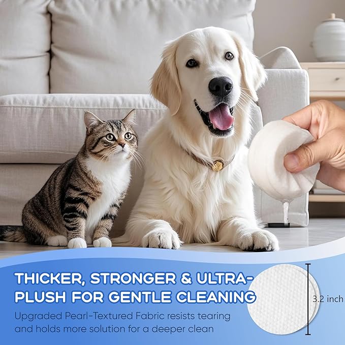 Eye Wipes for Dogs & Cats - Tear Stain Remover for Dogs - Dog Eye Cleaner, Eye Debris, Discharge, Mucus Secretions - Eye Wipes for Dogs & cat Eye Wipes (3.2 in,300pcs)-PurrikoPets