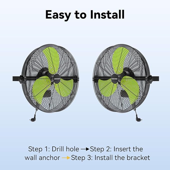 18 Inch Wall Fan Pro Series - 4900 CFM 3 Speed High Velocity Industrial Wall Mount Fans for Commercial, Residential, Warehouse, Covered Patio, Shop, Garage, Barn, Gazebo UL Safety Listed-PurrikoPets
