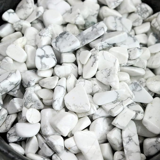 1lb Howlite Aquarium Gravel Rocks Natural Tumbled Healing Crystal Chips Bulk Gemstones Crushed Stones for Fountain Vase Filler Planters Decorative Fish Tank Potted Reiki Energy Balancing-PurrikoPets