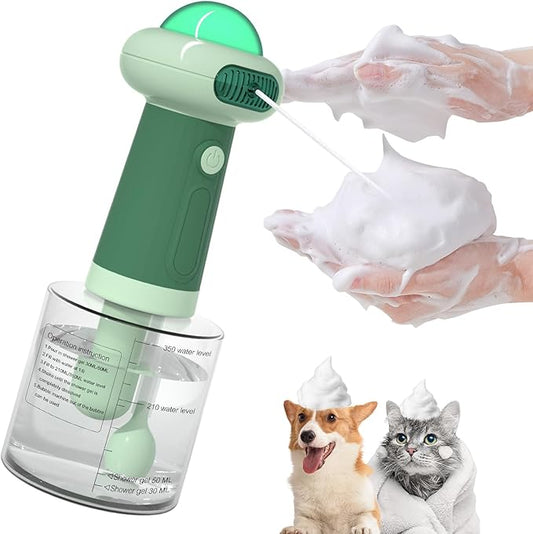Electric Dog Shampoo Dispenser,IPX7 Cat Shampoo Sprayer,Pet Bath Supplies Automatic Foaming Shampoo Dispenser for Dog Deep Cleaing,Kitchen Sink，Bathroom Green-PurrikoPets