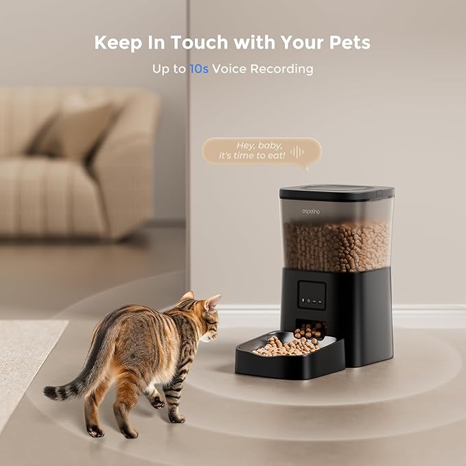 Espelho Automatic Cat Feeders WiFi: 2.4Ghz Smart APP Control- Timed Cat Food Dispenser with Desiccant Bag Keep Fresh for Indoor- Easy Set Up and Clean with Voice Recorder- Up to 10 Meals per Day-PurrikoPets