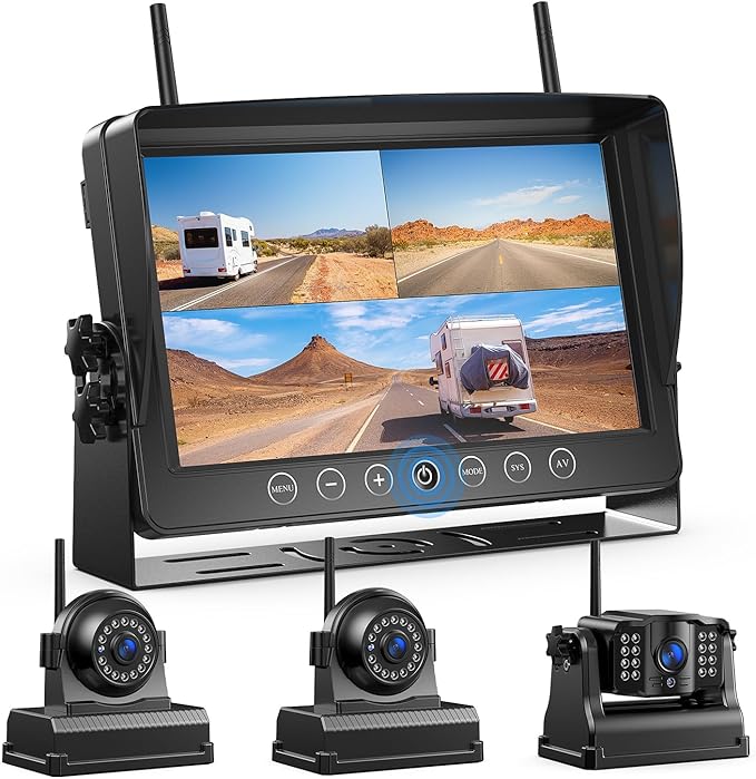 Fookoo 1080P 9" Magnetic Wireless Backup Camera, HD 9" IPS Monitor, Rechargeable 2 Side View 1 Rear View Cameras,1 Min Easy Install, Long Battery Life No Drilling IR Light for Trailer RV Truck DCX903-PurrikoPets