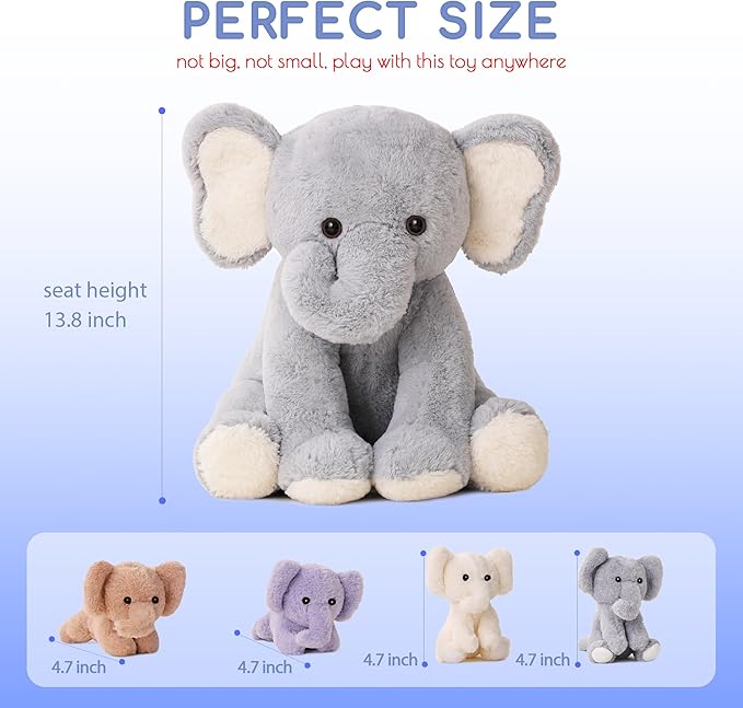 5 Pieces Elephant Stuffed Animals for Girls, 1 Mommy Elephant with 4 Babies Soft Plush Set Toys Gifts for Kids Children 3 4 5 6 7 8 9 Years, Christmas, Birthday, Children's Day-PurrikoPets
