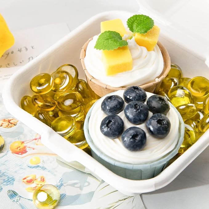 FUTUREPLUSX 1LB Yellow Glass Marbles, Flat Marbles Glass Beads Vase Fillers Decorative Rocks Gold Gemstones for Centerpieces Aquarium Table Scatter Home Decor-PurrikoPets