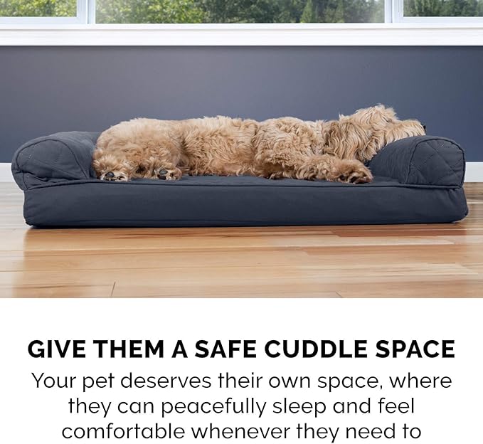 Furhaven Orthopedic Dog Bed for Large Dogs w/ Removable Bolsters & Washable Cover, For Dogs Up to 125 lbs - Quilted Sofa - Iron Gray, Jumbo Plus/XXL-PurrikoPets