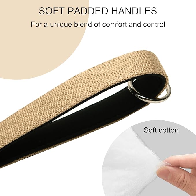 20” Strong Short Leash for Dog, Heavy Duty Bungee Dogs Leash with Padded Handle Car Seatbelt, Small Dog Training Leashs for Large or Medium Dogs - Can be Used with Other leashes (Khaki)-PurrikoPets