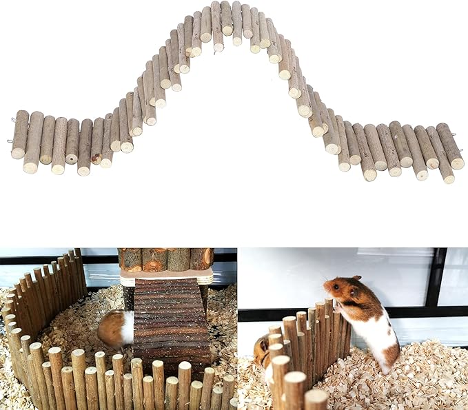 Flexible Hamster Wooden Bridge, 11.8In Hamster Fence, Wooden Sticks for Hamster Cage Decor And Platforms, Syrian Hamster Cage Accessories Wood-PurrikoPets