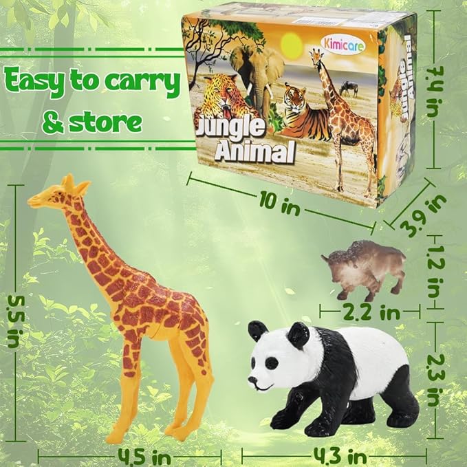 24Pcs Safari & Zoo Animals Figures, Realistic Plastic Animal Toys Set for Kids 1 2 3, Lion, Elephant, Perfect for Play, Education, Baby Shower Decor,Party Supplies Cake Topper-PurrikoPets