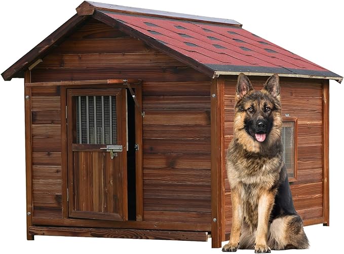 Extra Large Dog House Outdoor for Large Breed Dogs,Weatherproof Dog Houses for Dogs Outside with Door,Goat House for Outside, Wooden Dog House Outdoor-PurrikoPets