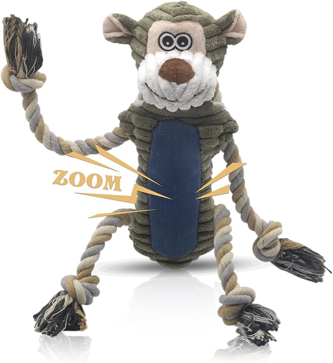 Funny Plush Dog Chew Toys, Squeaky Dog Toys, Interactive Tug of War Puppy Toys, Stuffed Dog Toys for Small, Medium and Large Dogs - Monkey-PurrikoPets