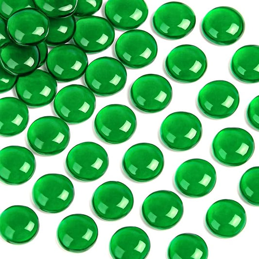 FUTUREPLUSX 1LB Green Flat Glass Marbles, Premium Colored Gems Fish Bowl Marbles Decorative Mosaic Glass Pebbles Floral Smooth Stones for Vases Aquarium Home Decor-PurrikoPets
