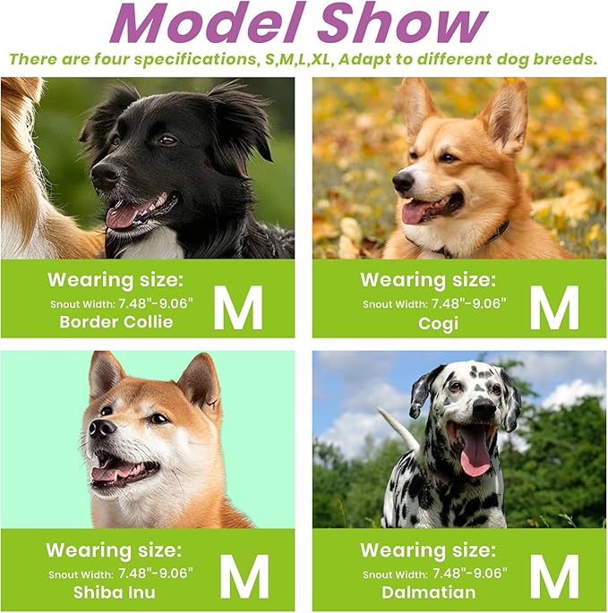 Glow-in-The-Dark Dog Muzzle, Basket Muzzle for Small Medium Large Dogs,Anti-Biting Chewing, Lightweight Cage Design,Allows Drinking & Panting,for Grooming & Training (Transparent Size M)-PurrikoPets