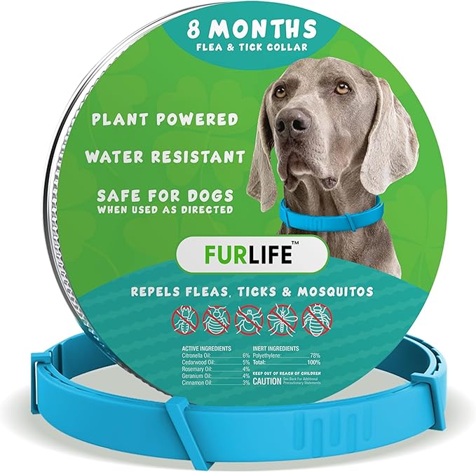 FurLife Flea and Tick Collar for Dogs – Waterproof Blue Dog Collar, Pet Supplies for Tick and Flea Prevention for Dogs, Safe for All Breeds-PurrikoPets