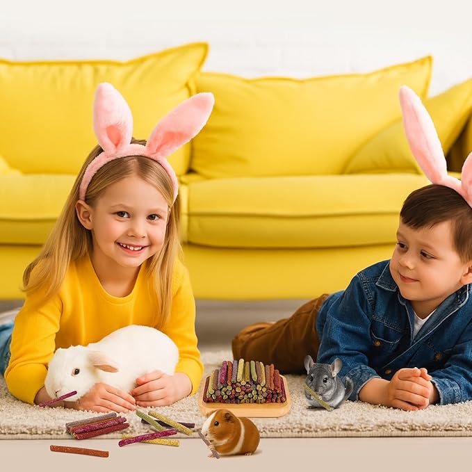 70PCS Rabbit Chew Sticks, Bunny Guinea Pig Toys for Teeth Natural Timothy Hay Sticks for Rabbit Chinchilla Guinea Pig Bunny Hamster - Chews Toys for Small Rodents' Teeth-PurrikoPets