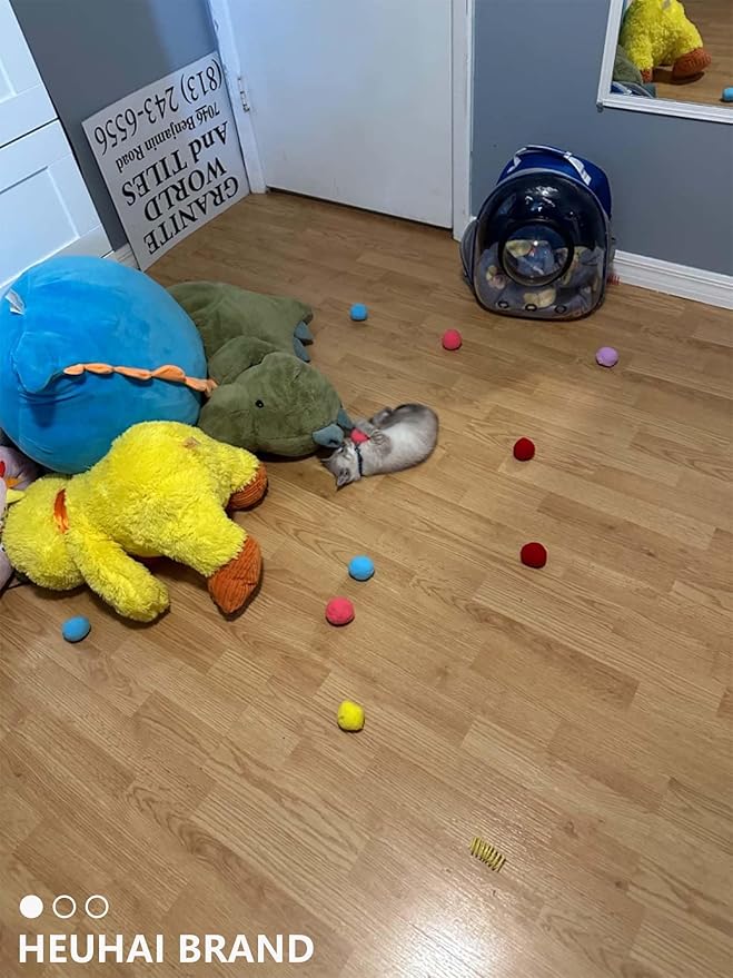 80-Pack Cat Toy Balls 10 Assorted Colors 1.25 Inch Diameter Suitable for All Cat Sizes (Cat Toys Value Pack)-PurrikoPets