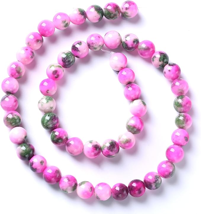 8MM 46PCS Pink Green Persian Jade Spacer Loose Beads for Jewelry Making DIY Bracelet Necklace