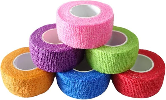6 Pack 1" x 5 Yards Self Adhesive Bandage Wrap Breathable Cohesive Vet Wrap for Pets, Elastic Self-Adherent Tape for Sports, Wrist, Ankle (Mixed Colors)-PurrikoPets