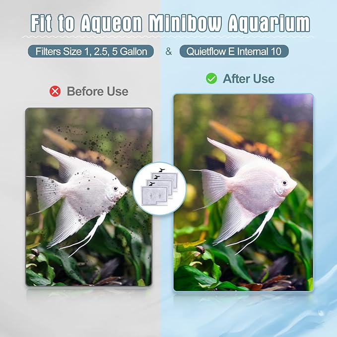 6 Packs Small Filters Cartridges Compatible with Aqueon Small Filter Carbon Filter Cartridge Compatible with Aqueon QuietFlow E Internal Power Filter 10 and 1/2.5/5 Gallon Minibow Aquarium Filters-PurrikoPets