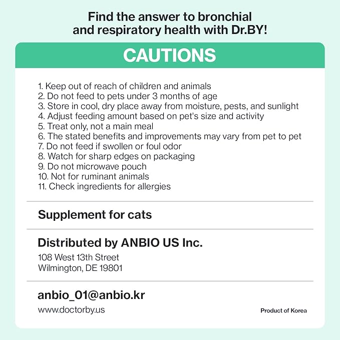 Dr.by Cat Breath Bronchial Supplements Cat Sneezing Treatment Asthma Cold Cough Nose Relief Respiratory&Immune Support with TF-343-30 lickable Formula Individually Packaged, Chicken (1 Pack (8.5OZ))-PurrikoPets