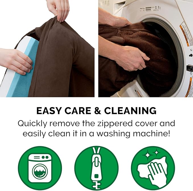 Furhaven Cooling Gel Dog Bed for Large Dogs w/ Removable Bolsters & Washable Cover, For Dogs Up to 125 lbs - Plush & Suede Sofa - Espresso, Jumbo Plus/XXL-PurrikoPets