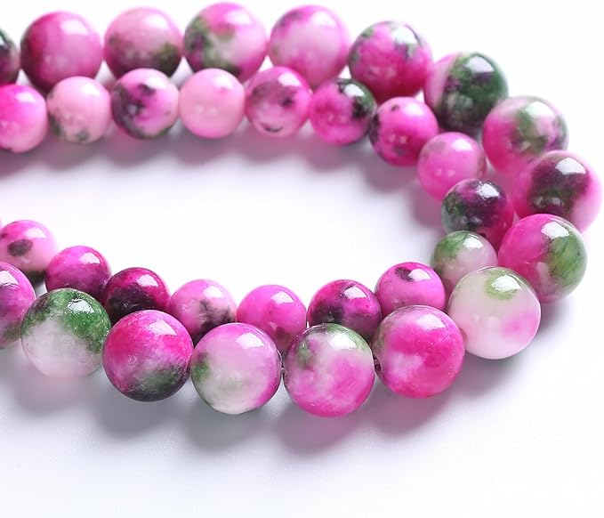 8MM 46PCS Pink Green Persian Jade Spacer Loose Beads for Jewelry Making DIY Bracelet Necklace